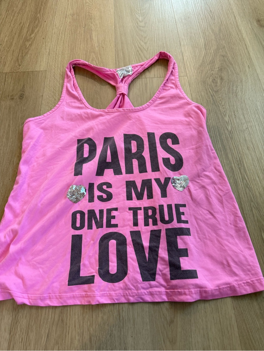 Mentally Exhausted Pink 'Paris Is My One True Love' Tank Top size medium